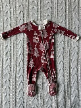 Burt's Bees Baby Red Christmas Tree Footed One-Piece